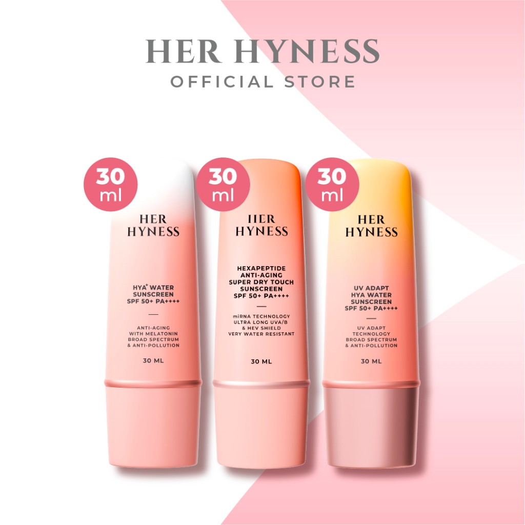 [3 ชิ้นเลือกสูตร] HER HYNESS SUNSCREEN SPF 50+ PA++++ กันแดดอัจฉริยะ กันแดดเนื้อน้ำ กันแดดสูตรสปอร์ต 30มล.