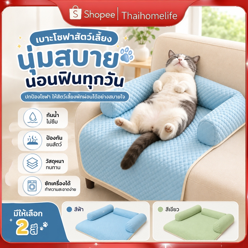 เบาะโซฟาสัตว์เลี้ยง สำหรับหมาแมว ที่นอนนุ่มสบาย กันลื่น ดีไซน์สวย ตกแต่งบ้านน่ารัก 80*60CM