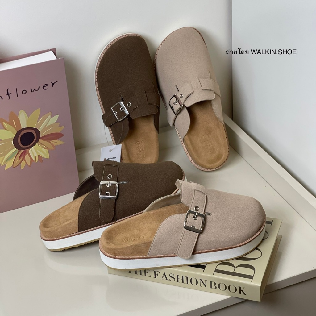 (HANDMADE ผลิตในไทย100%) MISO BRAND เบอร์ 35-44 รองเท้าเปิดส้น พื้นกันลื่น รุ่น BONNIE by walkin.shoe