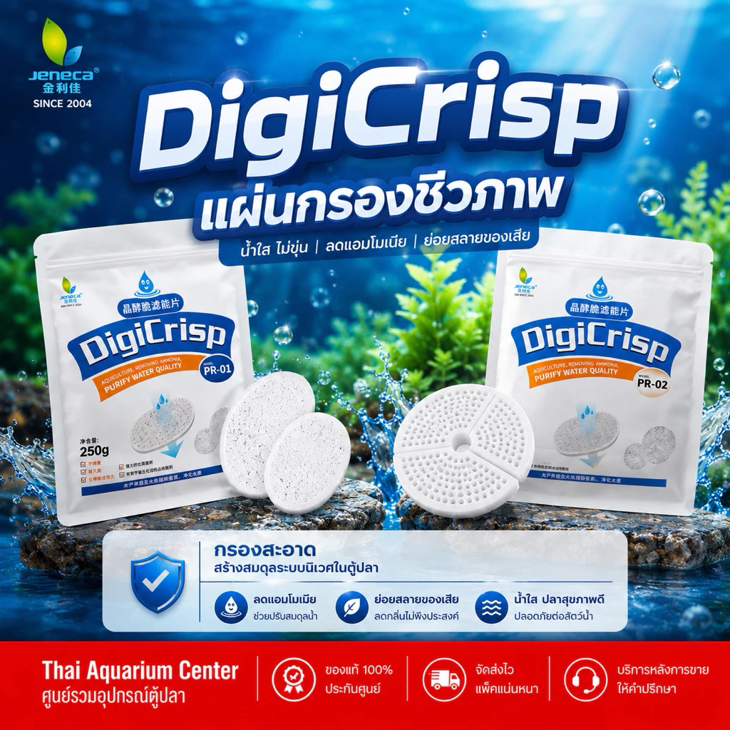 Jeneca DigiCrisp แผ่นกรองชีวภาพ ตัวช่วยเพิ่มพื้นที่แบคทีเรียดีในระบบกรอง ช่วยให้น้ำใส ลดแอมโมเนียและช่วยย่อยสลายของเสีย