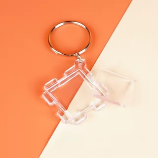 พวงกุญแจอะคลิริคใส DIY ใส่รูปได้ กรอบละ 5 บาท (เฉพาะกรอบ) พร้อมส่งจากไทย