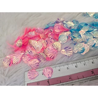 เลื่อมเปลือกหอย เปลือกหอย DIY เกล็ดปลาเทียมแต่งหน้า เกล็ดปลาเทียมตกแต่ง8g.ประมาณ140- 150 ชิ้น/เลื่อมหูช้าง20g