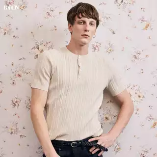 BARON - KEN Henley shirt เสื้อแขนสั้นทรงเรียบหรู ดีไซน์ Henley Neck
