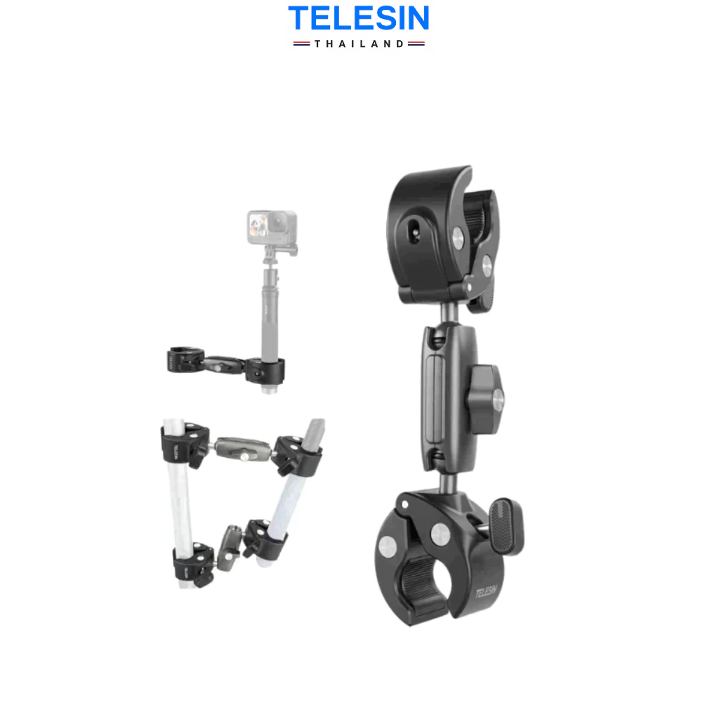 TELESIN Double-headed Crab Clamp Bike / Moto Pipe Clamp อุปกรณ์เสริม ตัวหนีบแบบสองหัว