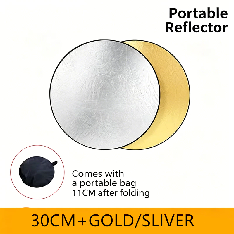 30cm 2 in 1 Reflector (รีเฟล็กซ์)แบบพกพา พร้อมซองใส่ สำหรับ Photography Photo Studio แผ่นสะท้อนแสง