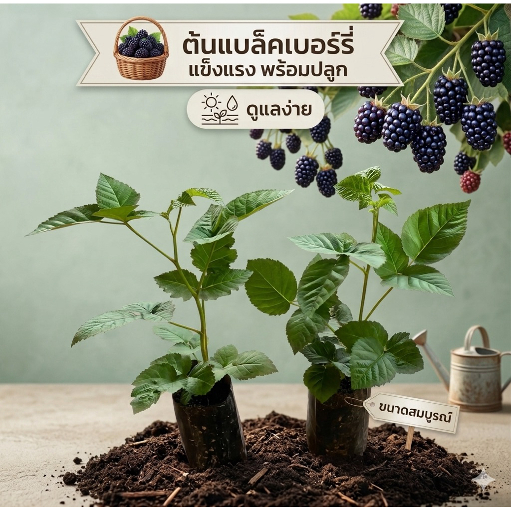 ต้นกล้าแบล็กเบอรี่ 1แถม1 พร้อมปลูกได้ทุกภาคโตไวดูแลง่ายผลไม้ปลูกกินเอง