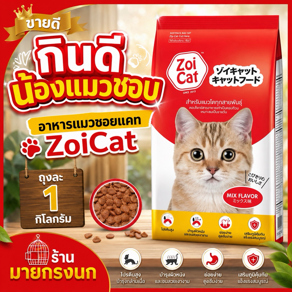 ⚡ขายดี!!⚡ อาหารเเมว ซอยเเคท {ถุงละ 1 กก.}🐱