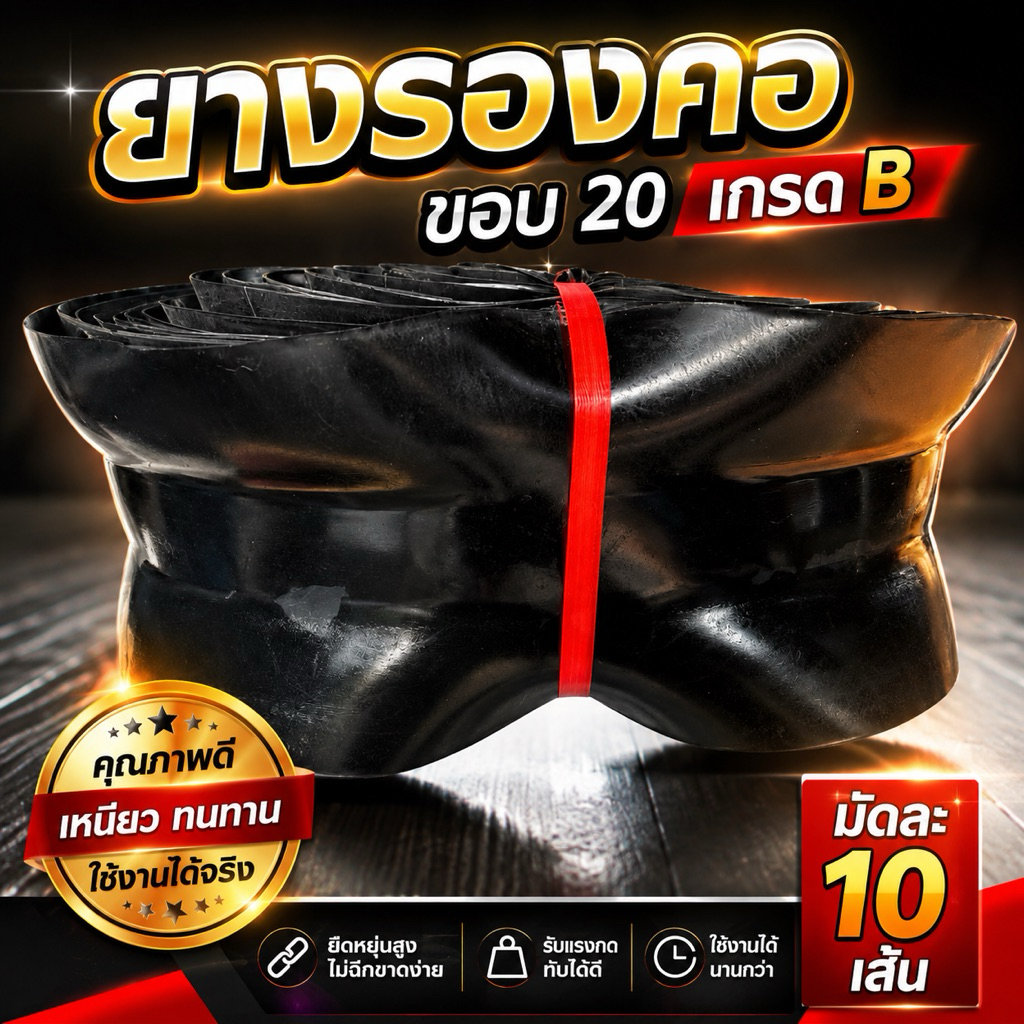 ยางรองคอขอบ20เกรดB(มัดละ10เส้น)