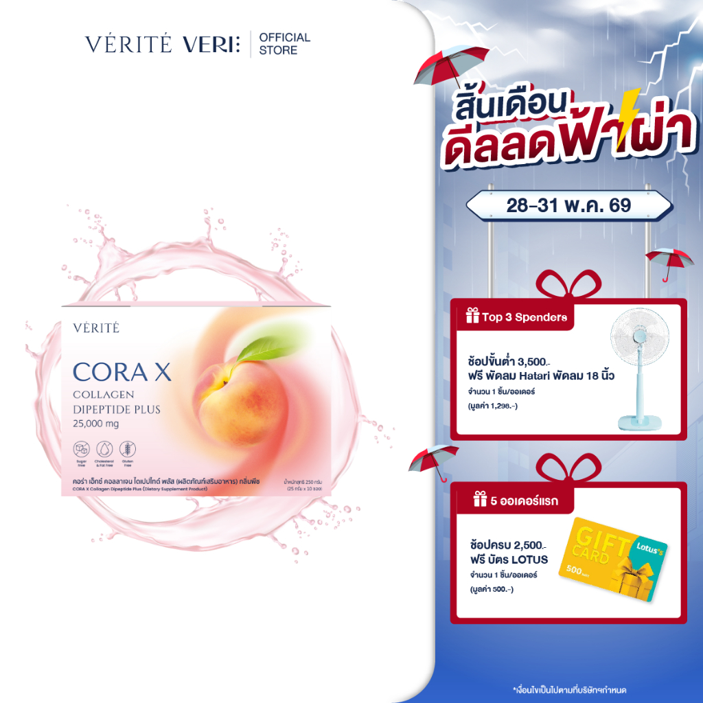Verite Cora X Collagen Dipeptide Plus ผลิตภัณฑ์เสริมอาหาร เพื่อการดูแลผิวพรรณ สุขภาพจากภายใน