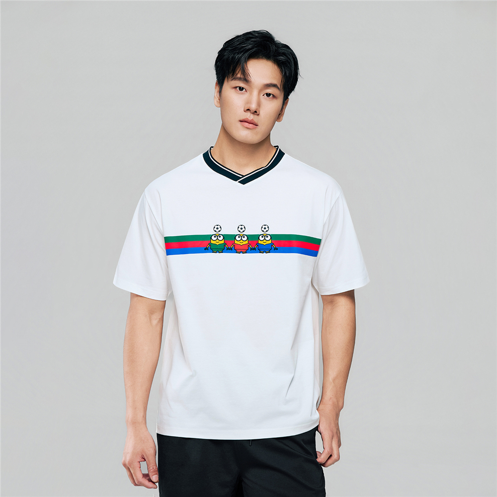 GIORDANO เสื้อยืดผู้ชาย/หญิง Men's Sorona Printed Tee (Minions World Cup) 01096680
