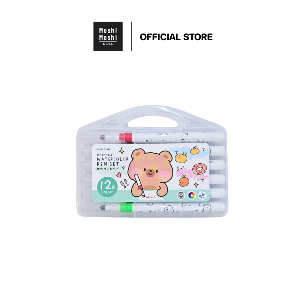 Moshi Moshi ปากกาเมจิก ปากกาไฮไลท์ ปากกาเน้นข้อความ จำนวน 12 สี รุ่น 8100023391