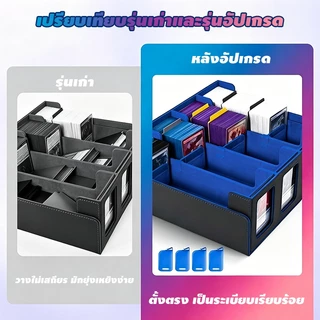 กล่องเก็บการ์ดเกม 4 แถว สีแดง/น้ำเงิน ใส่การ์ดได้สูงสุด 3,700 ใบ ความจุใหญ่พิเศษ แถมซองใส่การ์ด + ที่กั้น