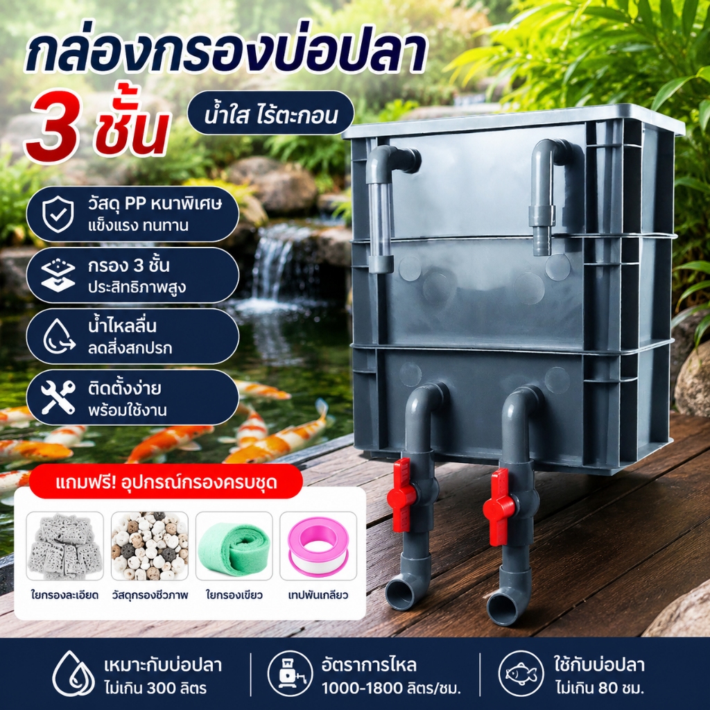 กล่องกรองน้ำตู้ปลา รุ่นปรับปรุง ระบบกรองหมุนเวียน เพิ่มออกซิเจน ไม่ต้องเปลี่ยนน้ำ ปกป้องสุขภาพปลา ทำให้น้ำสะอาด เพิ่มออก