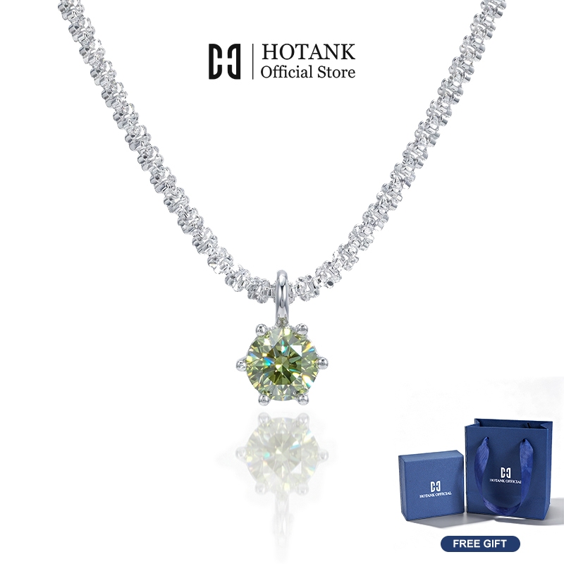 HOTANK สร้อยคอผู้หญิง โมอิซาไนต์สีเขียว ไม่ดำ สร้อยคอสวยหรู แฟชั่นพรีเมี่ยม สำหรับวันเกิด/คู่รัก/แต่งงาน
