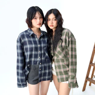 JARINYA (S-M) เสื้อเชิ้ตแขนยาวลายสก๊อต Unisex