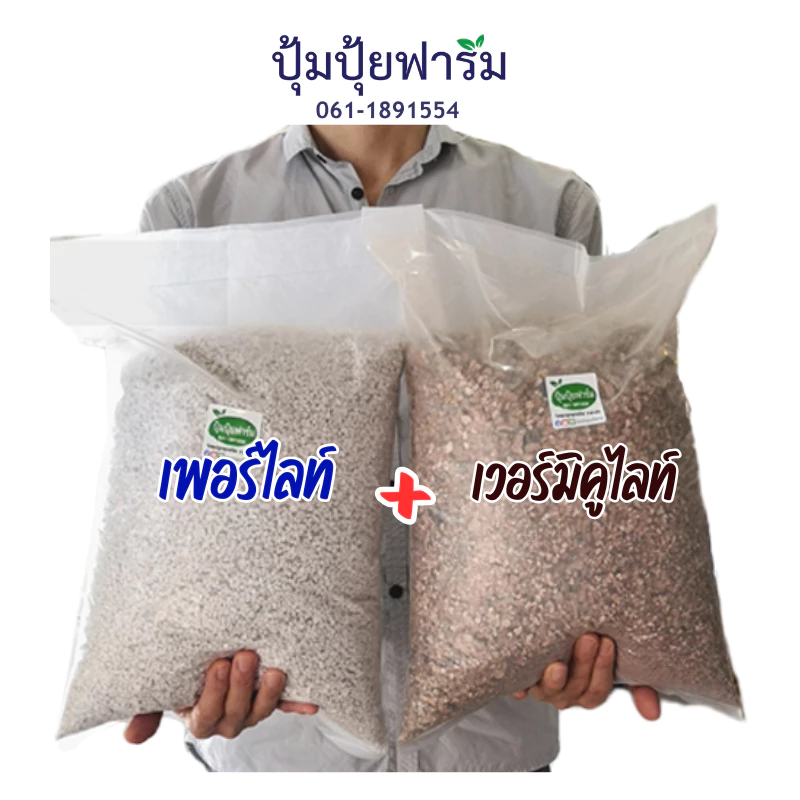 เพอร์ไลท์ Perlite(0.9 - 1กก.) + เวอร์มิคูไลท์ Vermiculite(0.9 - 1.3 kg.)