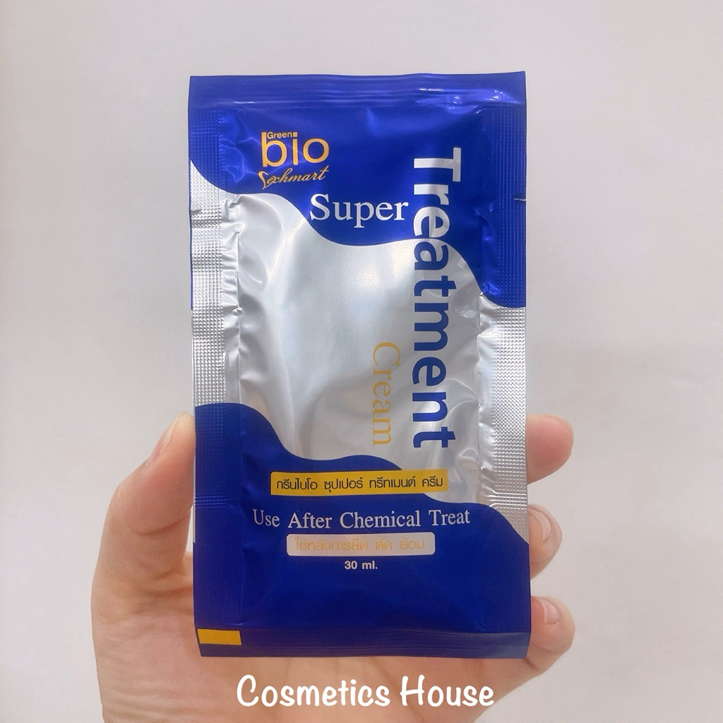Green Bio Super Treatment ไบโอ ทรีทเม้นท์แบบซอง ฟื้นฟูผมให้นุ่มลื่นไม่ชี้ฟู ใช้หลัง ยืด ดัด ย้อม บำรุงผม กลิ่นหอมติดผม