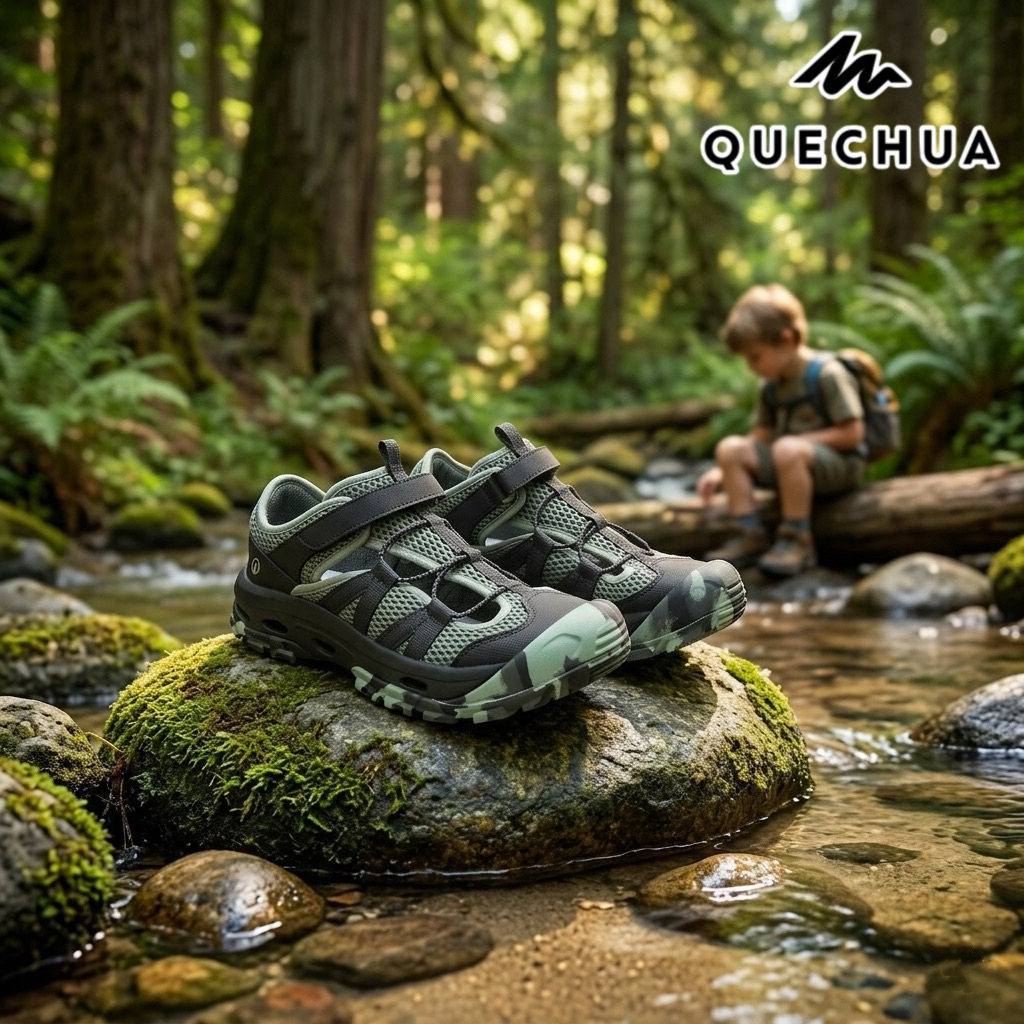 รองเท้าเดินป่าลุยน้ำสำหรับเด็ก รุ่น MH 500 (สีเขียว) QUECHUA
