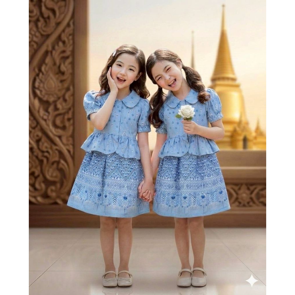 ชุดไทย กระโปรง+เสื้อแขนตุ๊กตา