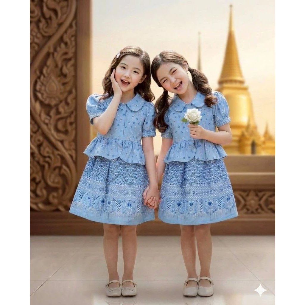 ชุดไทย กระโปรง+เสื้อแขนตุ๊กตา