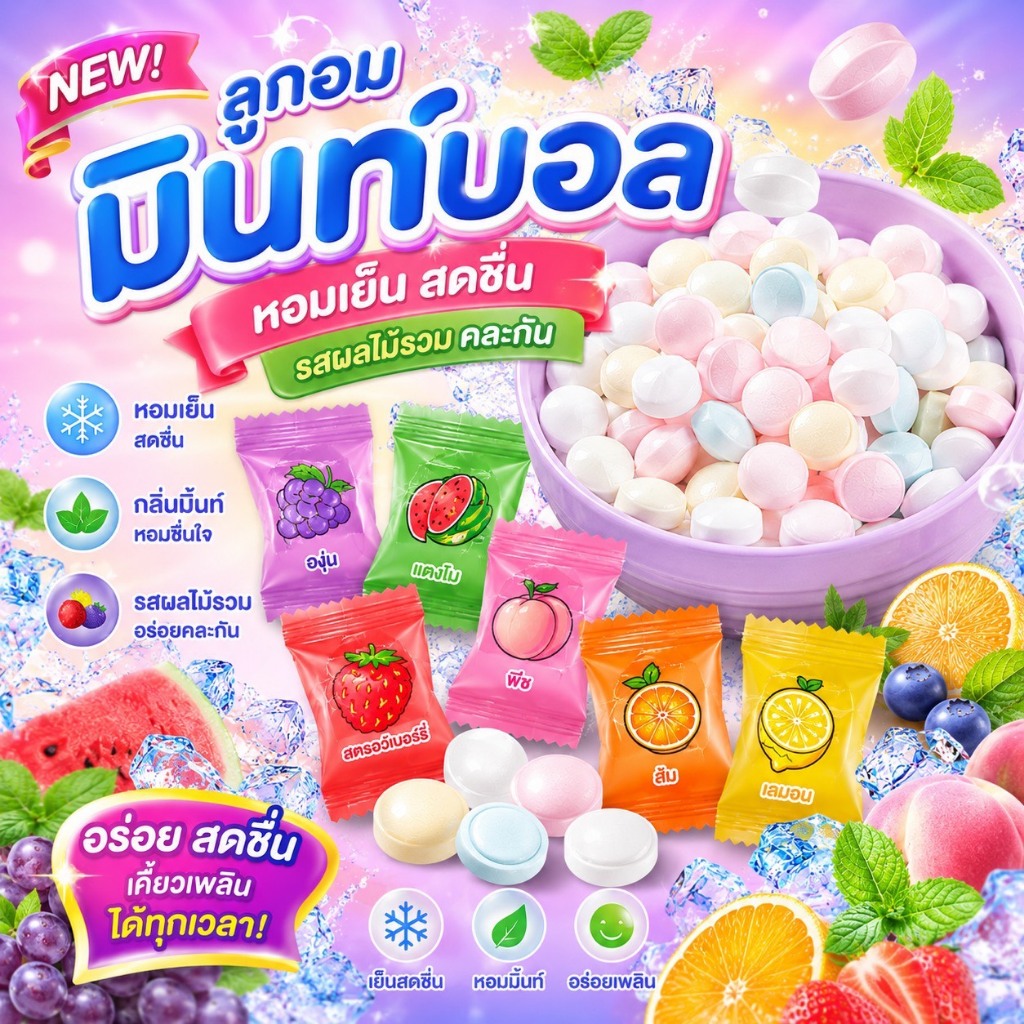 Mint Candy Fresh Breath ลูกอมมินท์หอมเย็น ลมหายใจสดชื่น ทันใจ