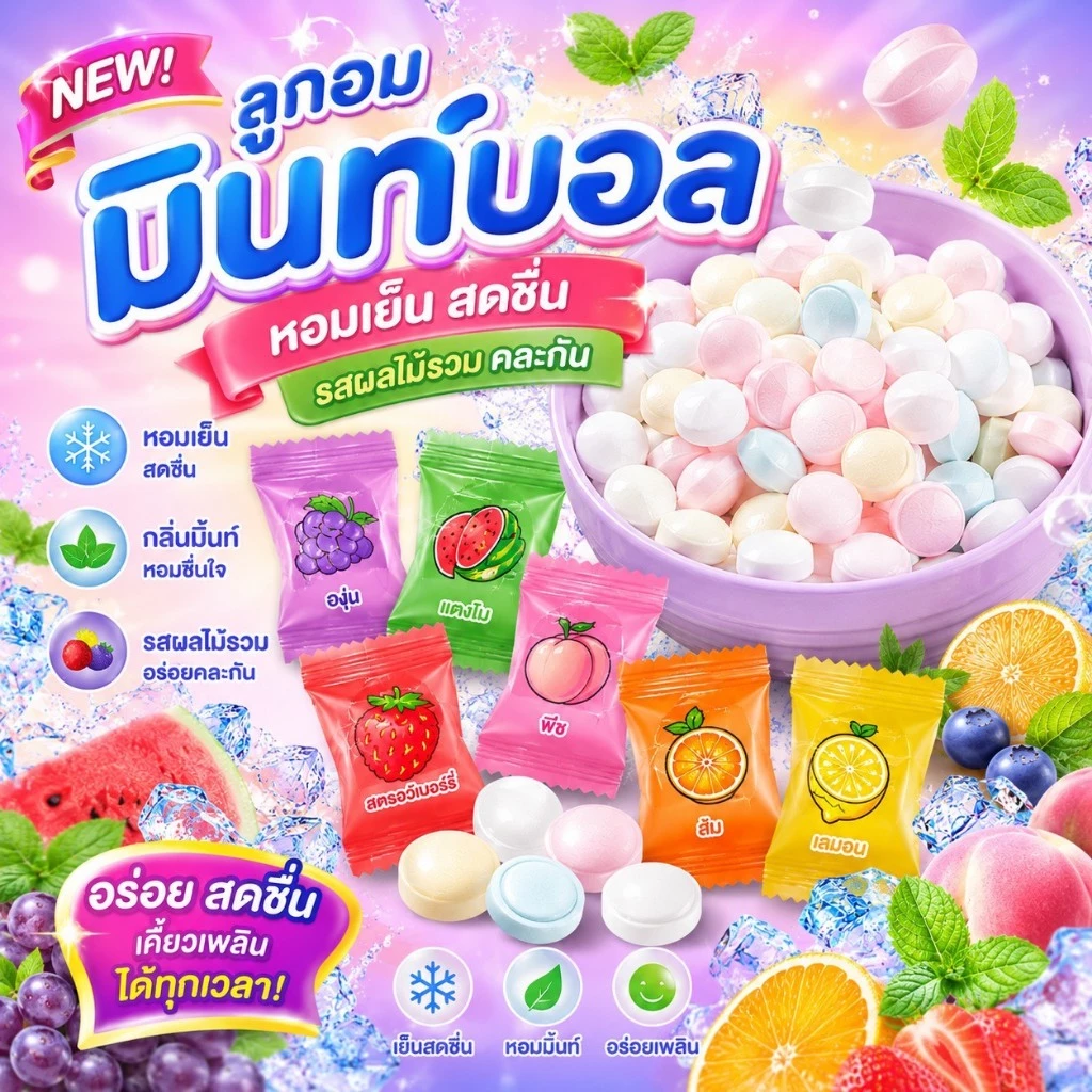 Mint Candy Fresh Breath ลูกอมมินท์หอมเย็น ลมหายใจสดชื่น ทันใจ