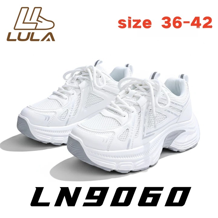 [LN9060] รองเท้ากีฬาแฟชั่นไม่จำกัดเพศ รองเท้าลำลองสไตล์เกาหลี พื้นหนา ระบายอากาศได้ดี ไซส์ 36-42