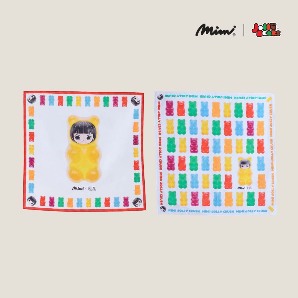 Mimi x Jolly Bears Scarf ผ้าพันคอทรงสี่เหลี่ยม