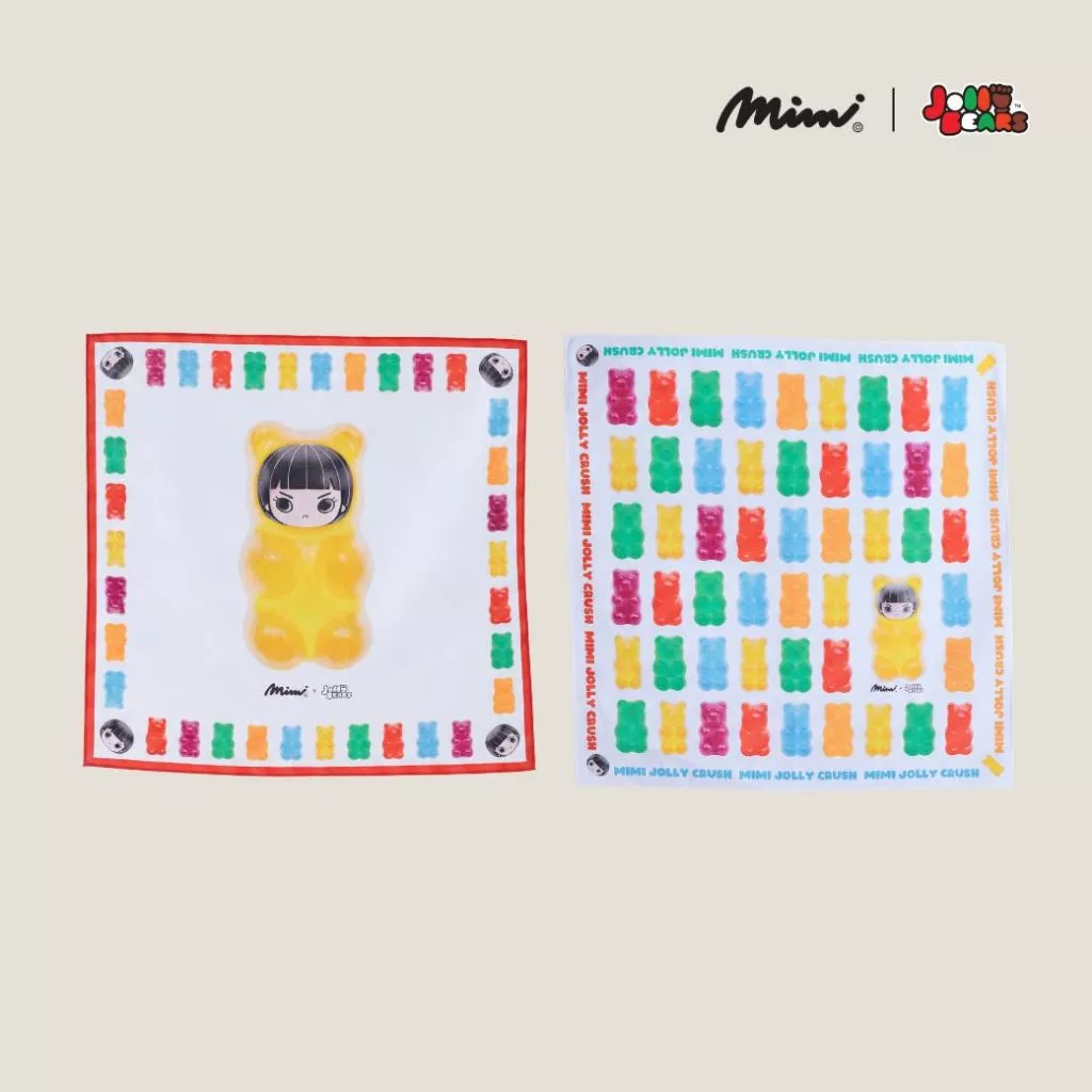 Mimi x Jolly Bears Scarf ผ้าพันคอทรงสี่เหลี่ยม