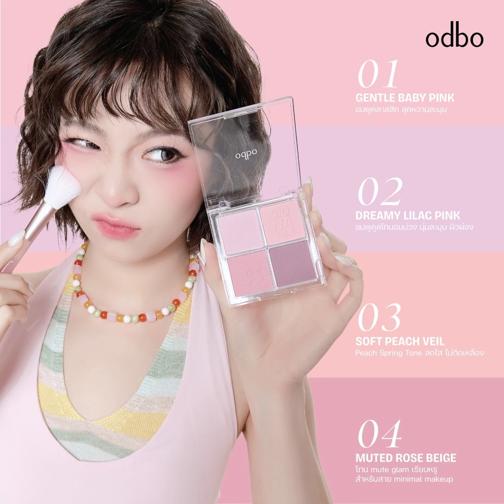 ODBO The New Signature Blusher Palette ไฮไลท์ พาเลทบลัชออน thumbnail 8