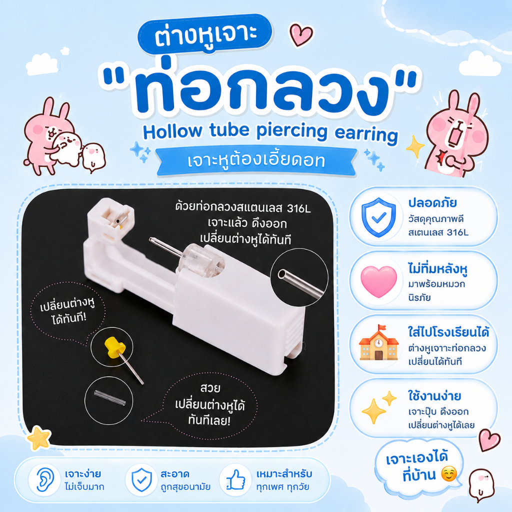 Cannula แคนนูล่าตัวเจาะท่อกลวง เปลี่ยนจิวได้เลย/หารูหลังไม่เจอ ราคา/ข้าง_HC007