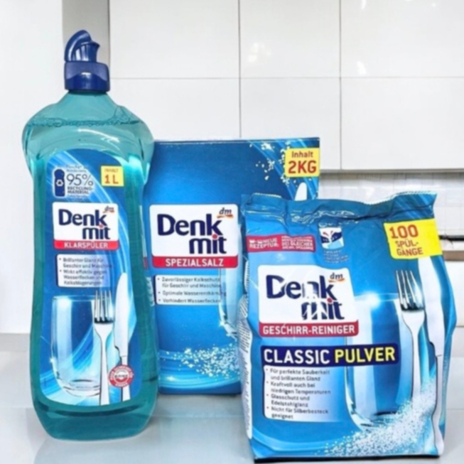 DENK Dishwasher ผลิตภัณฑ์ล้างจาน ผงล้านจาน + เกลือ + น้ำยาแววาว Salt 2KG เกลือสำหรับเครื่องล้างจาน