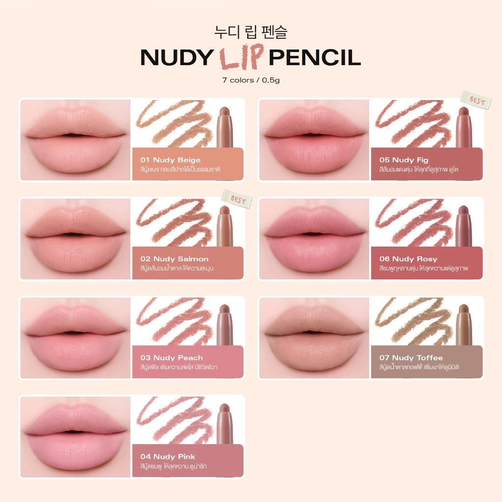 (เติมสต๊อกวันที่ 6 ก.ค. เวลา 20:00น.) Bbia Nudy Lip Pencil #เปีย (ลิปเขียนขอบปาก, ลิปเพนซิล) thumbnail 5