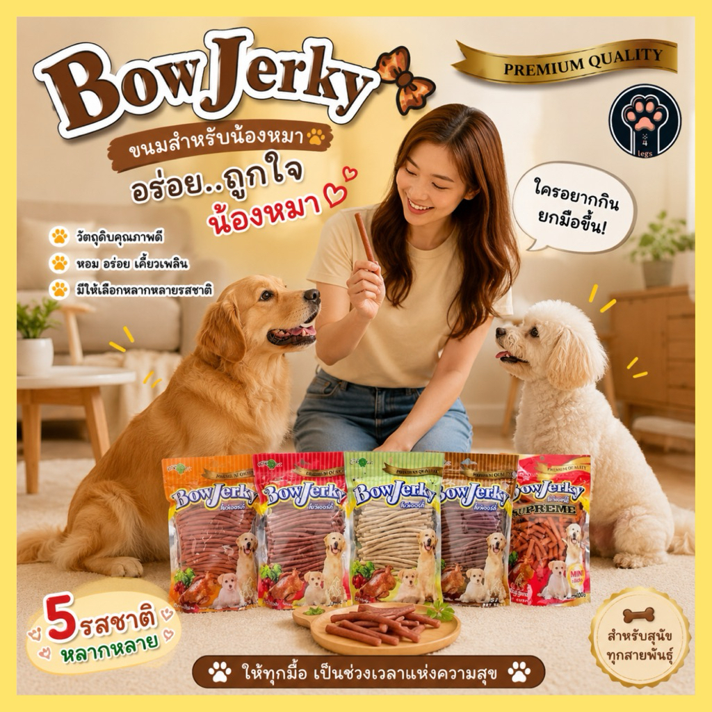 ส่งไว🚀ขนมสุนัข BOWJERKY 800 g.สติ๊กนิ่ม ย่อยง่าย โปรตีนสูง