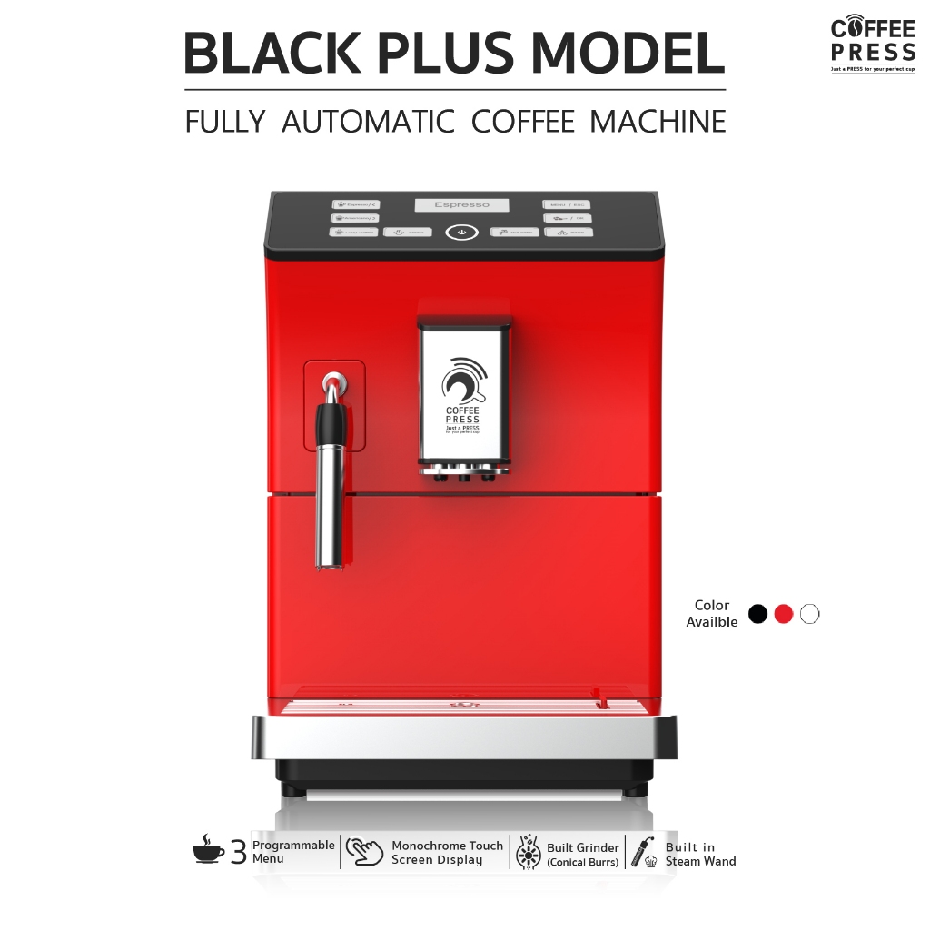 2026 Coffee Press เครื่องชงกาแฟอัตโนมัติ (Black Plus GEN5) สีแดง Fully Automatic Espresso Coffee Mac
