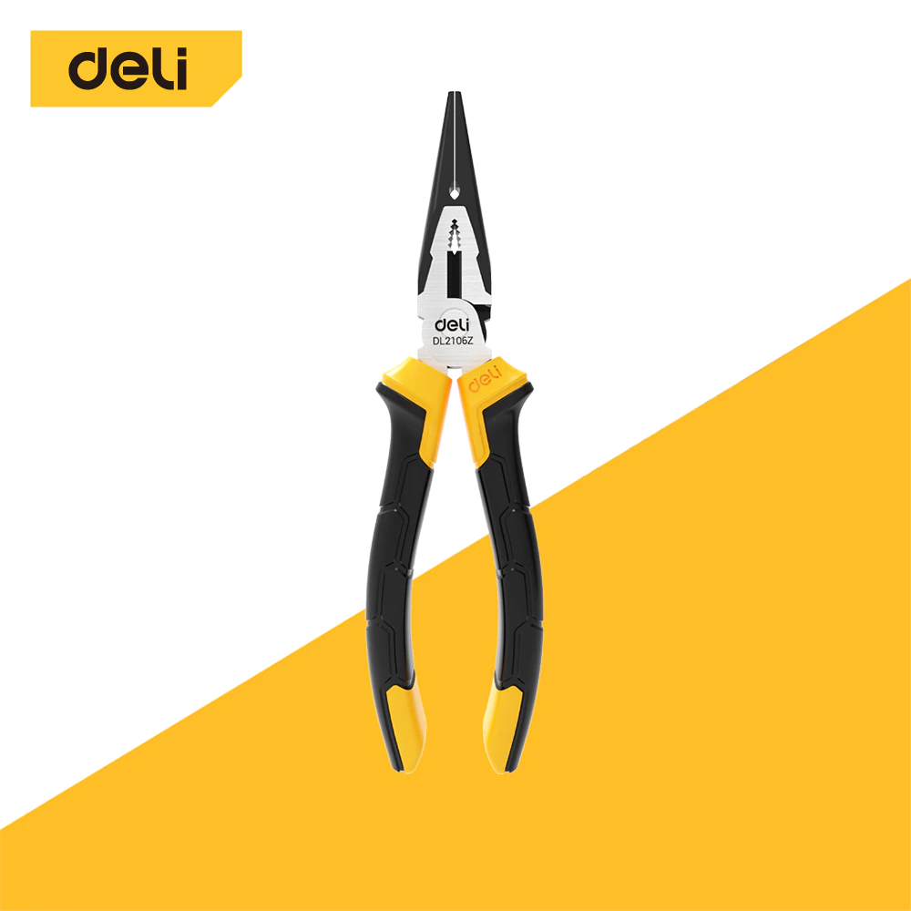 Deli คีม คีมปากปากแหลม คีมดัดสายไฟ ตัดโลหะ ใบมีดคม แข็งแรง กันสนิม ขนาด6/8นิ้ว Long Nose Pliers