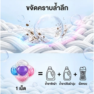 MISSYOUHOME ผลซักผ้า เจลบอลซักผ้า5 in 1กำจัดคราบแรง กลิ่นติดทนนาน สูตรเข้มข้น8เท่า สำหรับซักผ้าเครื่อง