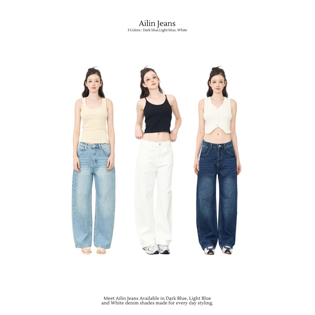 Bave official - Ailin jeans กางเกงยีนส์กระบอก ราคาถูก Shopee Lazada