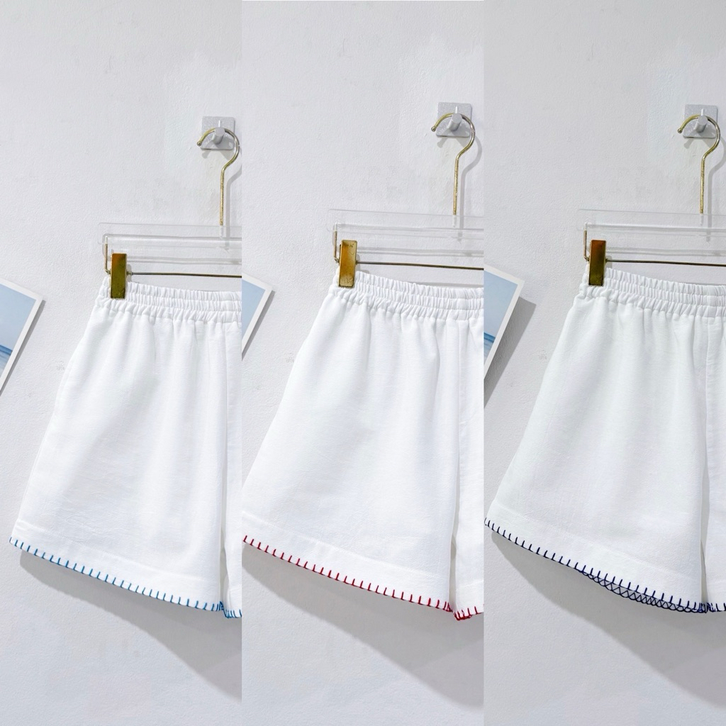 sawat _bt ”Crochet pants" นค้าใหม่พร้อมส่ง กางเกงเอวยางยืด มีซับใน มีกระเป๋าล้วงพร้อมถักขอบปลายขา ผ้าลินิลผสมฝ้ายเนื้อผ้