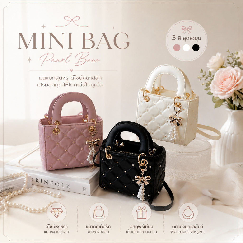 [รุ่นNEW] กป019 กระเป๋าถือ กระเป๋าแฟชั่นสไตล์เกาหลี ทรงสีเหลี่ยม กระเป๋าสะพายข้าง หนังPU เกรดพรีเมี่ยม งานหนังนิ่ม