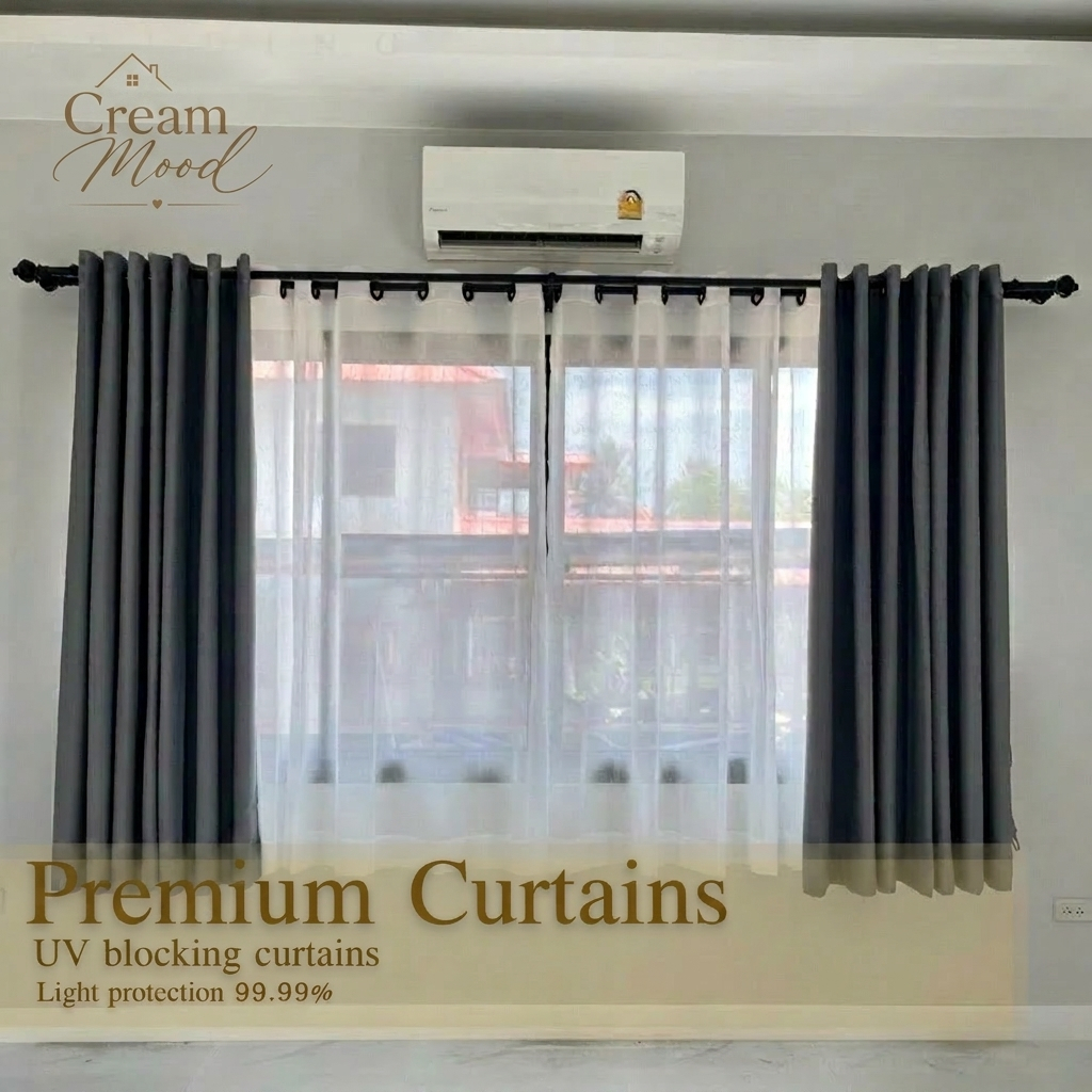 ม่านตาไก่2ชั้นหน้าต่าง/ประตู 2 layer curtains ผ้าม่าน2ชั้น เเต่งบ้านหรูด้วยม่าน2ชั้น