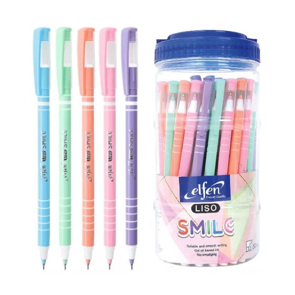 Elfen ปากกาลูกลื่นสีน้ำเงิน รุ่น Liso Smile 0.5 มม คละสี (แพ็ค5-10ด้าม)