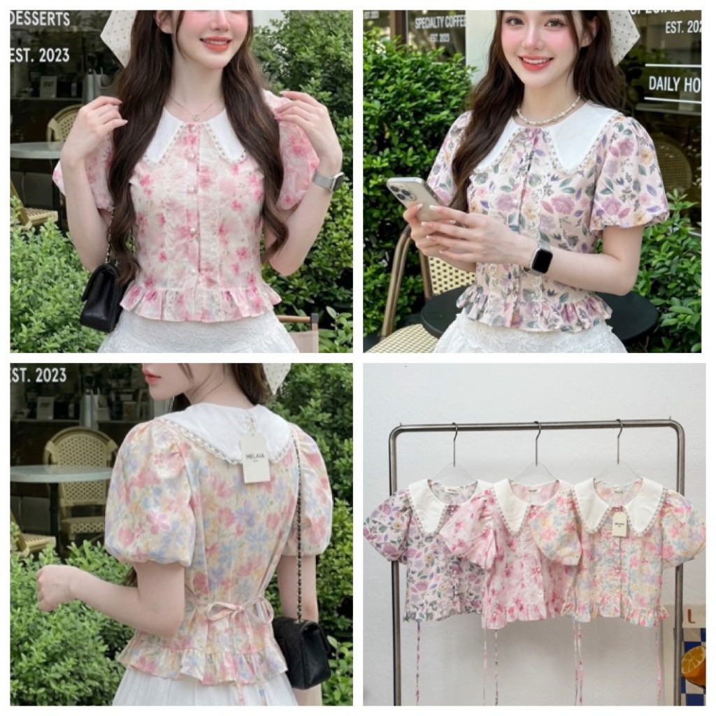 ป้าย Heaha เสื้อผ้าคอตตอนแต่งระบายลูกไม้ด้านหน้า อก 39 นิ้ว ยาว 18 นิ้ว