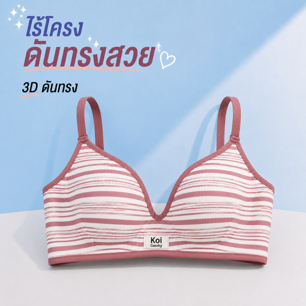 Palyo เสื้อในผู้หญิง บราไร้โครง ดันทรงหนา เก็บทรงสวย กันหย่อนคล้อย ลายแถบตัวอักษร ใส่สบาย พร้อมส่ง #005