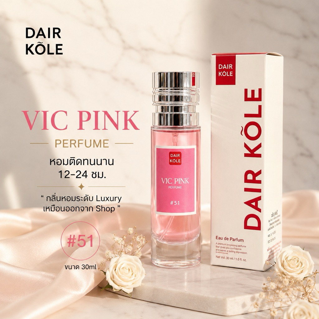 ตัวจริงเรื่องน้ำหอม🔥กลิ่นShopแท้🔥น้ำหอม #51 วิคพิ้ง V.PK น้ำหอมผู้หญิง ติดทน12-24ชม.