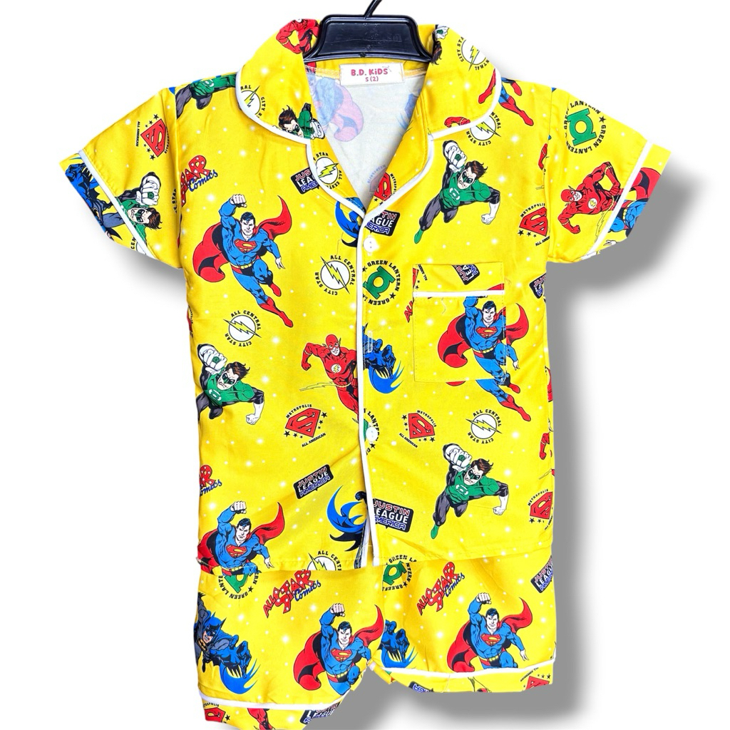 ชุดนอนเด็กแขนสั้น_ขาสั้น ไซส์ S-2XL (ผ้าคอตตอลผสมไหมอีตาลี)