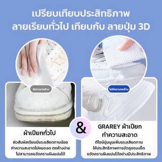 GRAREY ผ้าเปียกทำความสะอาดรองเท้าสีขาว ทิชชู่เปียกขจัดคราบฝังแน่น สูตรอ่อนโยน