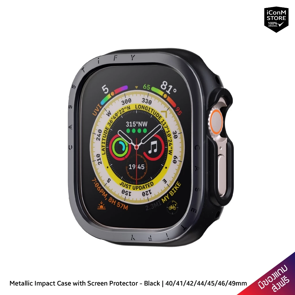 [พร้อมส่ง] CASETiFY - Metallic Impact (Black) เคสสำหรับ Apple Watch Ultra1-3, 4-11, SE1-3 Series [ผ่อน0% ส่งฟรี]