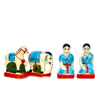 ตุ๊กตาตั้งศาลเซรามิก/ชุดละ199บาท (ใน1ชุด มีช้าง,ม้า,ชาย,หญิง)