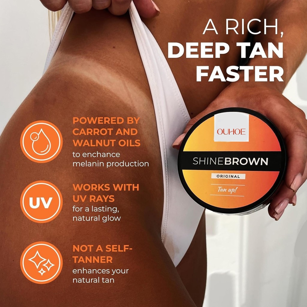 OUHOE โลชั่นผิวแทน Self Tanners Tanning Cream 100g SPF2 บรอนเซอร์ร่างกายครีม ผิวแทนน้ำตาล ทั้งผิวหน้าและผิวกาย